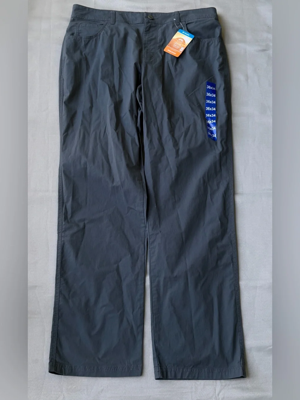 Columbia Rapid River Pants Mens 36x34 Gray Regular Fit Omni-Shade UPF 50 Hiking